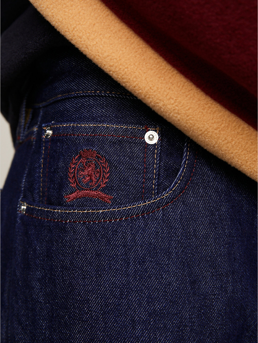 purple crest regular fit turn-up jeans for men tommy hilfiger