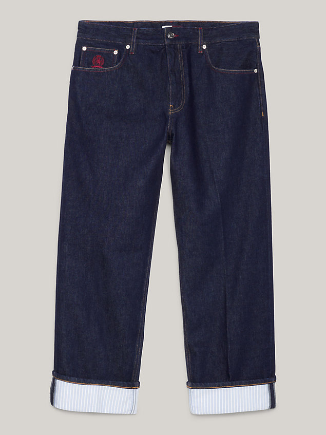 purple regular fit jeans met omslag en thc-embleem voor heren - tommy hilfiger