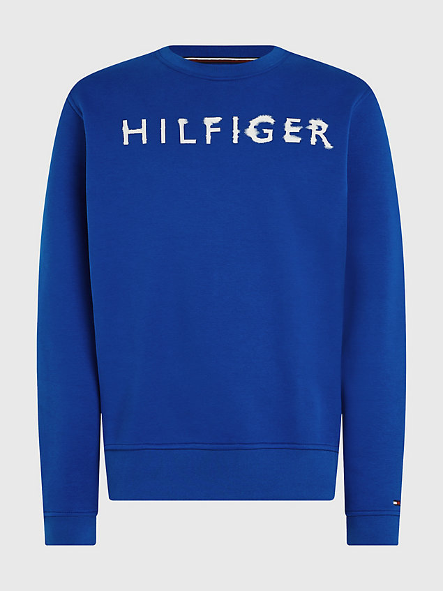 blue flex fleece sweatshirt met crafted logo voor heren - tommy hilfiger