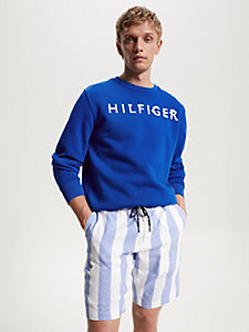blue hilfiger crafted logo flex fleece sweatshirt for men tommy hilfiger