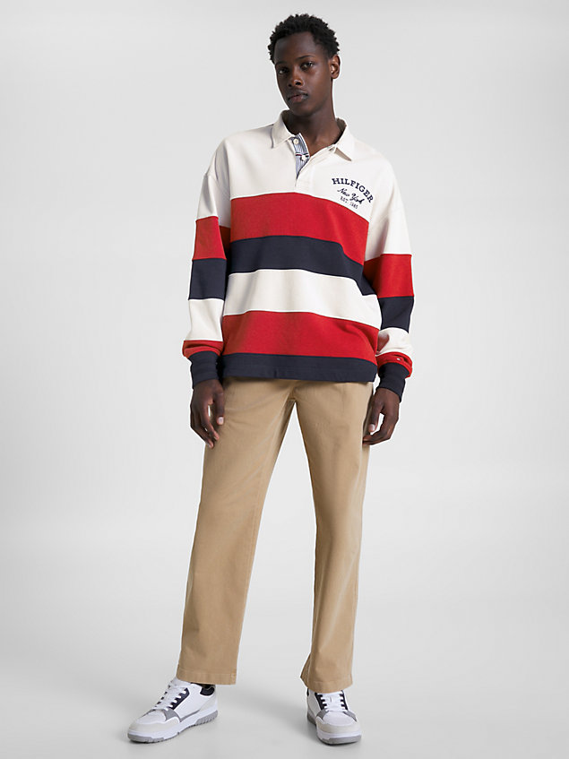 polo rugby global stripe archive fit blue da uomo tommy hilfiger