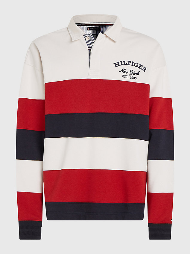 polo rugby global stripe archive fit blue da uomo tommy hilfiger