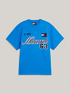 blau tommy x mercedes-amg f1 x awake ny t-shirt mit logo für herren - tommy hilfiger