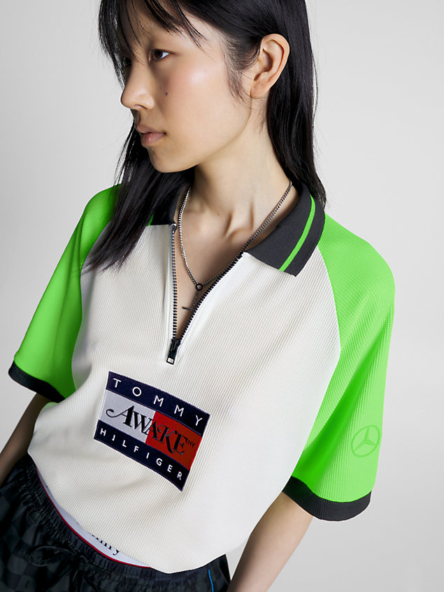 white tommy x mercedes-amg f1 x awake ny relaxed polo for men tommy hilfiger