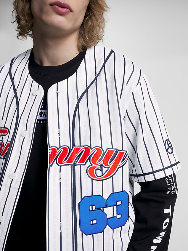 maillot de baseball tommy x mercedes-amg f1 x awake ny george russell white pour hommes tommy hilfiger