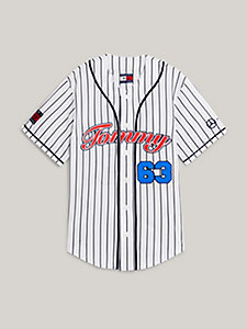 white tommy x mercedes-amg f1 x awake ny george russell baseball shirt for men tommy hilfiger