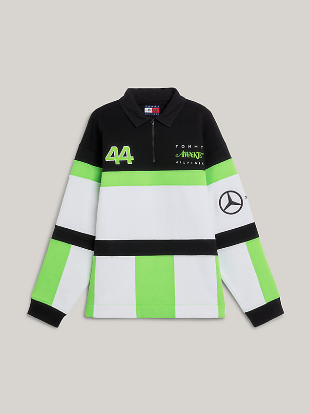 white tommy x mercedes-amg f1 x awake ny all-over flag rugby shirt for men tommy hilfiger