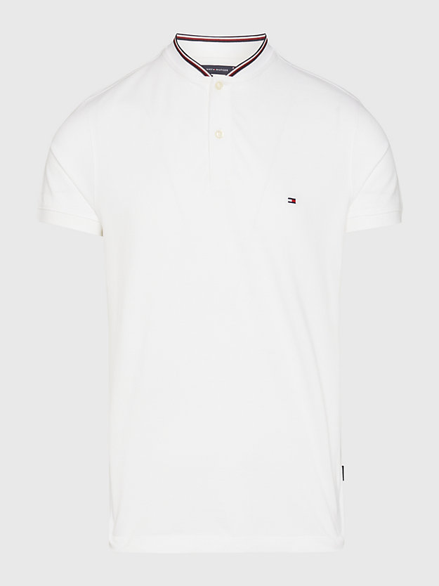 Mandarin Collar Slim Fit Polo | White | Tommy Hilfiger