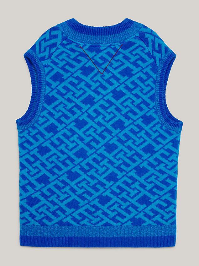 blue th monogram boxy sweater vest for men tommy hilfiger