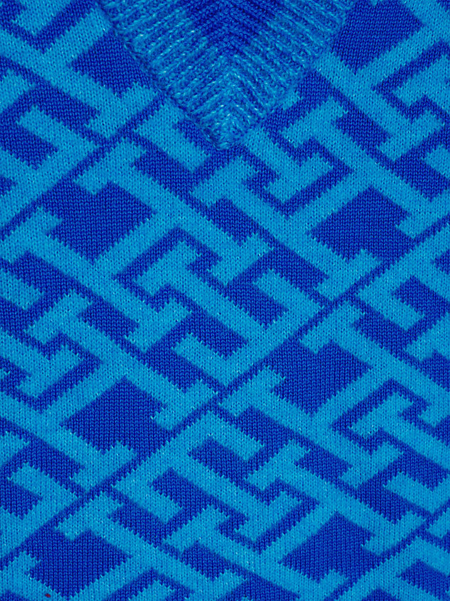 blue kamizelka swetrowa we wzór z monogramem dla mężczyźni - tommy hilfiger