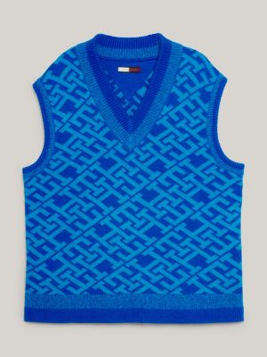 Maglione blu Louis Vuitton 100% Top da uomo in maglia di lana con