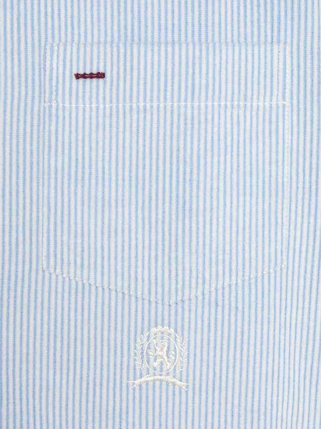 blue sztruksowa koszula o regularnym kroju z emblematem dla mężczyźni - tommy hilfiger