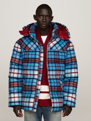 Plaid puffer jacket mens sale