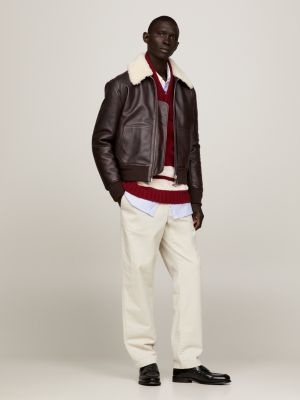 Tommy hilfiger clearance leather bomber jacket