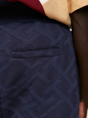 blue th monogram jacquard joggers for men tommy hilfiger