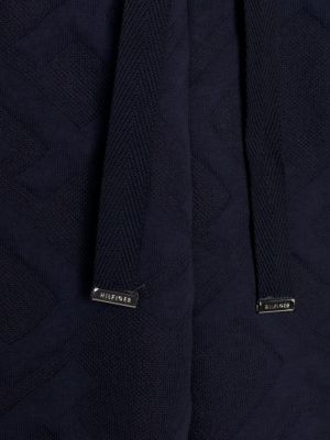 blue th monogram jacquard joggers for men tommy hilfiger
