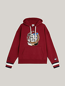 red disney x tommy crest relaxed fit hoody for men tommy hilfiger