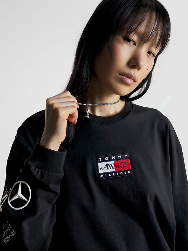 t-shirt tommy x mercedes-amg f1 x awake ny manches longues black pour hommes tommy hilfiger