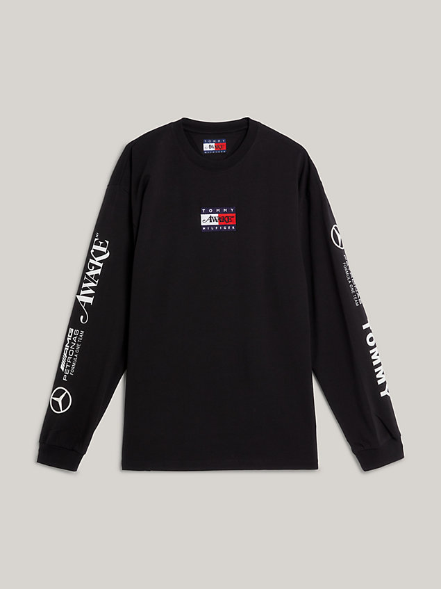 t-shirt tommy x mercedes-amg f1 x awake ny manches longues black pour hommes tommy hilfiger