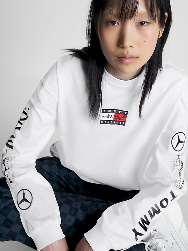OPTIC WHITE Tommy x Mercedes-AMG F1 x Awake NY longsleeve T-shirt voor heren TOMMY HILFIGER