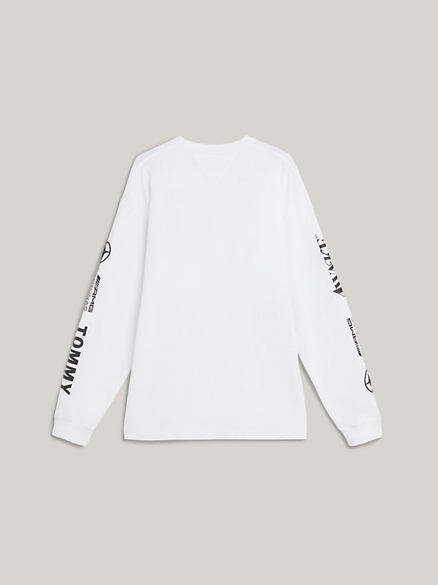 white tommy x mercedes-amg f1 x awake ny longsleeve t-shirt voor heren - tommy hilfiger