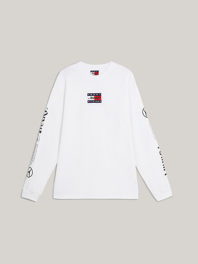 white tommy x mercedes-amg f1 x awake ny long sleeve t-shirt for men tommy hilfiger