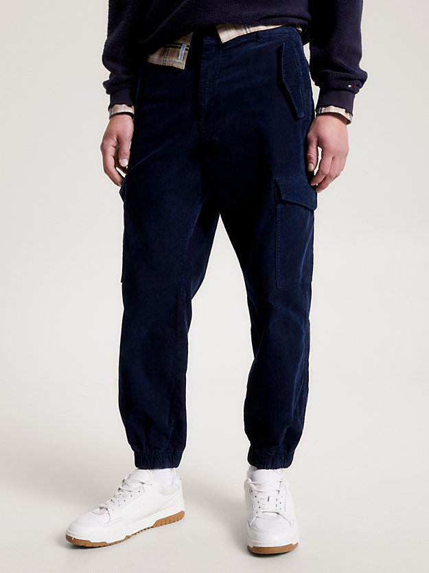 Garment-Dyed Corduroy Cargo Trousers | BLUE | Tommy Hilfiger