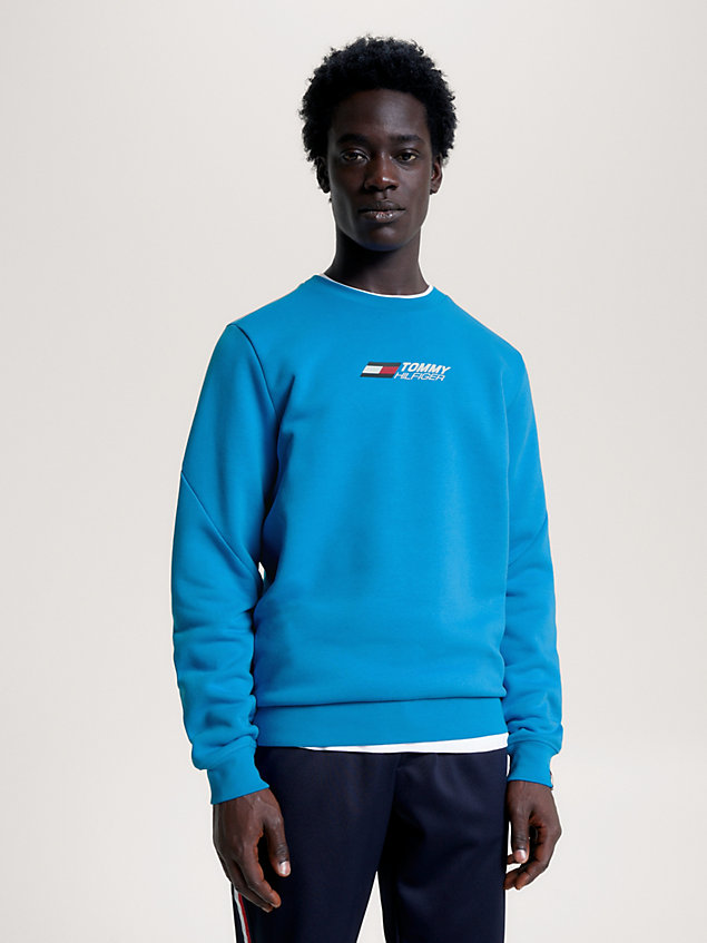 blue sport essential flex fleece sweatshirt for men tommy hilfiger