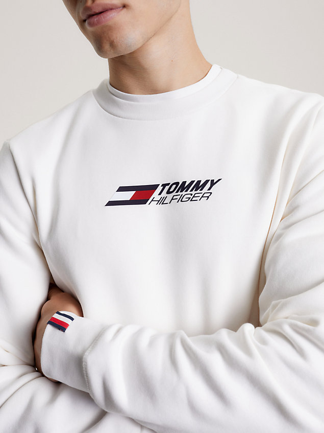 white sport essential flex fleece sweatshirt for men tommy hilfiger