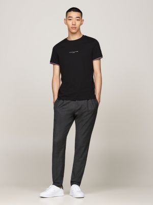 black signature tipped slim knit t-shirt for men tommy hilfiger