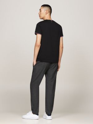 black signature tipped slim knit t-shirt for men tommy hilfiger
