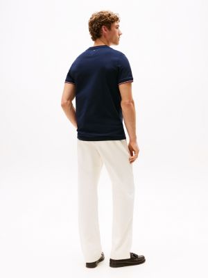 blue tipped slim t-shirt for men tommy hilfiger