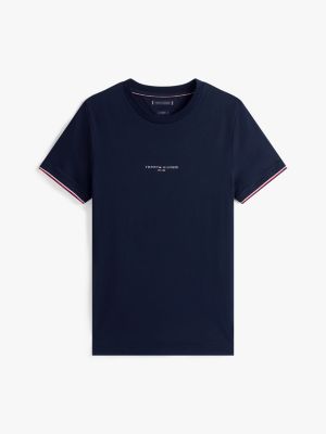 blue signature tipped slim knit t-shirt for men tommy hilfiger