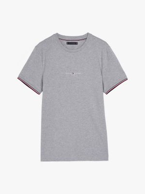 grey signature tipped slim knit t-shirt for men tommy hilfiger
