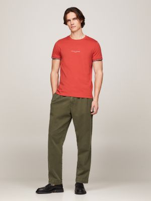 Slim Fit T-Shirt mit Kontrast-Bündchen | RED | Tommy Hilfiger