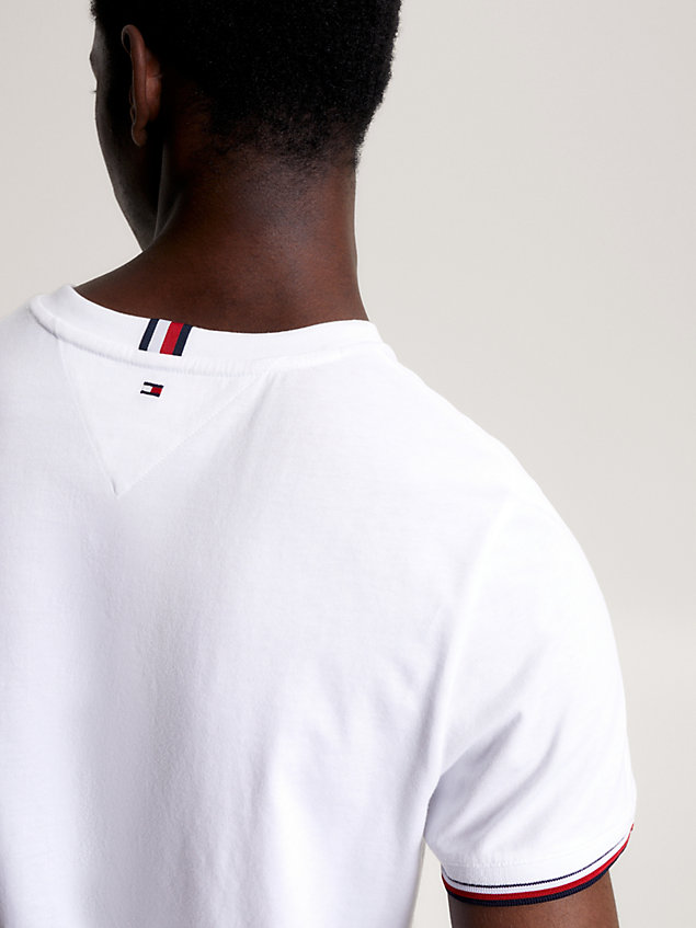 white tipped slim fit t-shirt for men tommy hilfiger