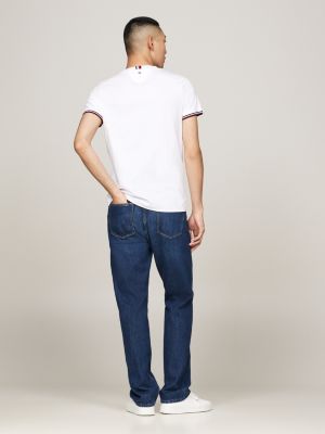 white tipped slim t-shirt for men tommy hilfiger