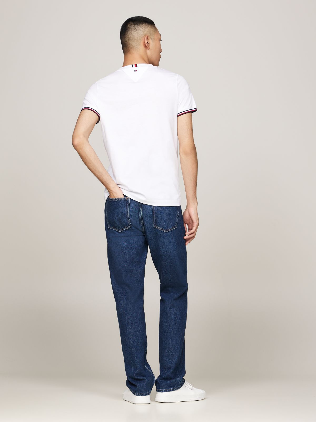 Slim Jersey Tipped T-Shirt — White