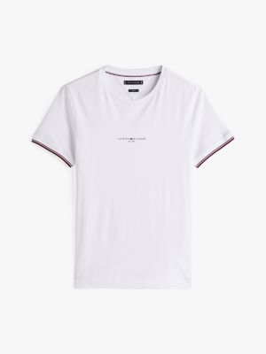 camiseta de punto con ribetes distintivos blanco de hombres tommy hilfiger