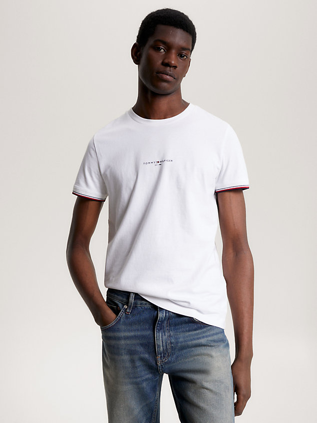 white tipped slim fit t-shirt for men tommy hilfiger