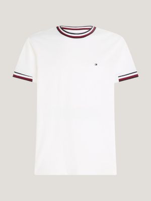 Rundhals-T-Shirt mit Tommy-Zierstreifen | Hilfiger Weiß Tommy 