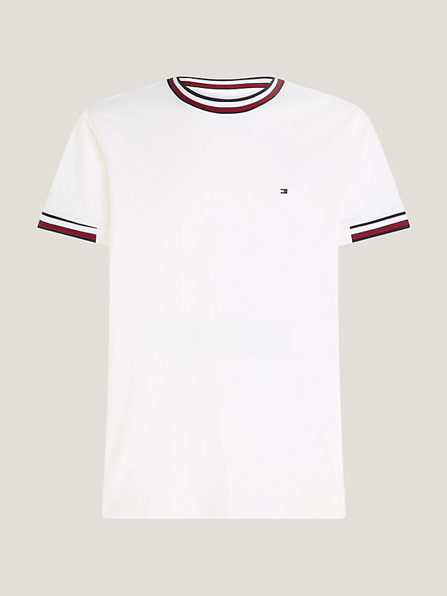 white t-shirt z wykończeniem w kolorach marki dla mężczyźni - tommy hilfiger
