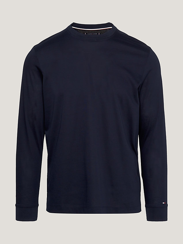 blue essential mercerised long sleeve t-shirt for men tommy hilfiger