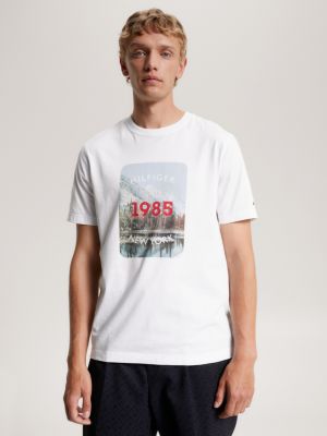 Camiseta con estampado gráfico de paisaje, Blanco