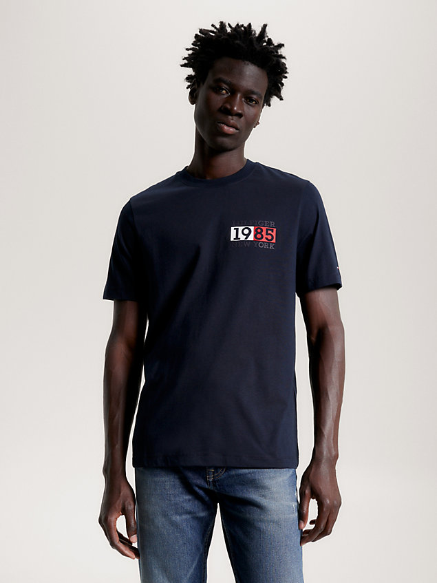 t-shirt à col ras-du-cou et logo new york blue pour hommes tommy hilfiger
