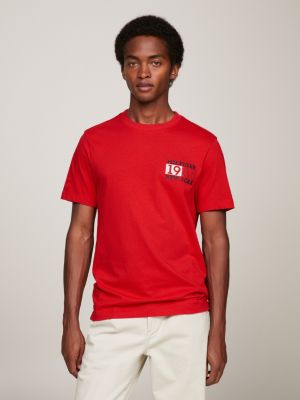 Red tommy 2024 hilfiger crew neck