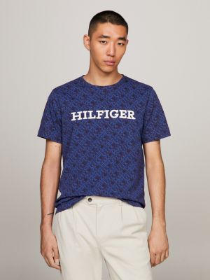 Camiseta Tommy Hilfiger Monograma Bordado Azul Claro disponível na Loja  Averse