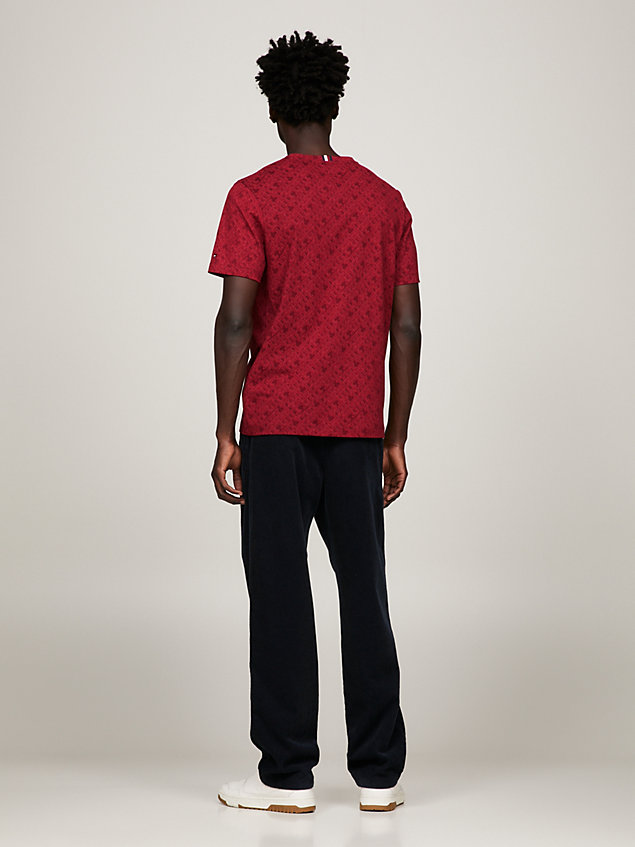 red th monogram all-over print t-shirt for men tommy hilfiger
