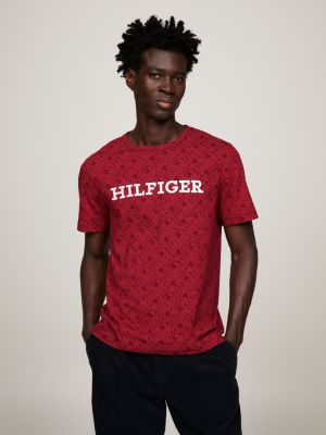 TH Monogram All Over Print T Shirt Red Tommy Hilfiger