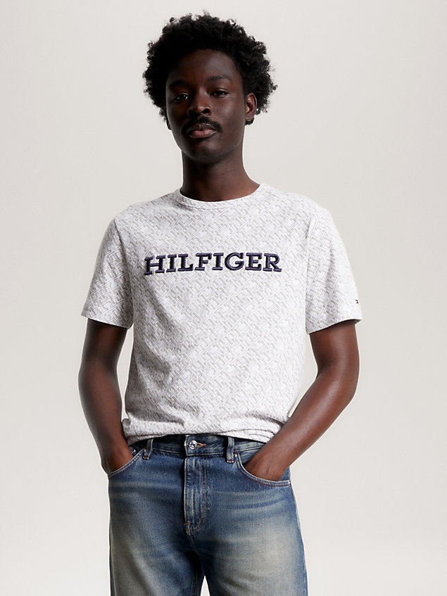 white th monogram all-over print t-shirt for men tommy hilfiger